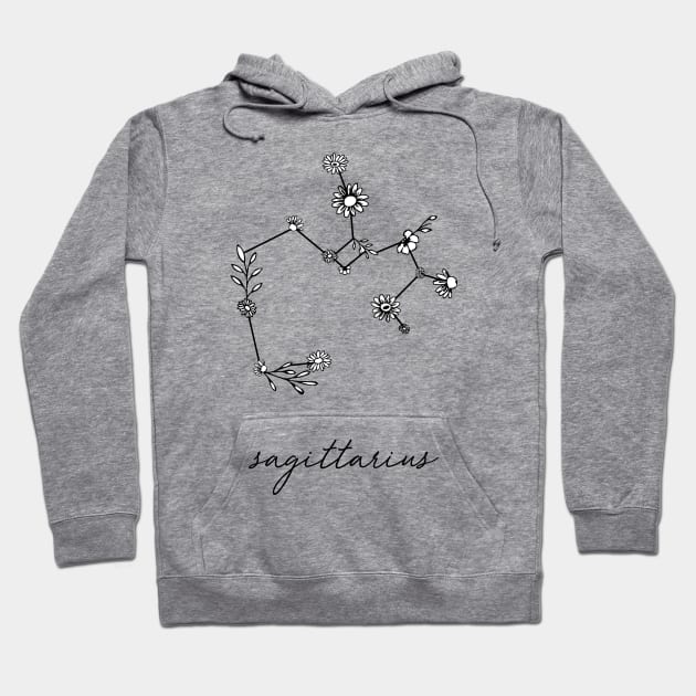 Sagittarius Zodiac Wildflower Constellation Hoodie by aterkaderk